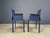 Vintage Blue Leather Dining Chairs, Italy, 1980s, Set of 8 For Sale - Image 9 of 12