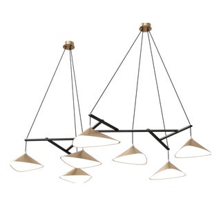 Emily Group of Seven Chandelier Light in Gold Metallic Tone by Daniel Becker for Moss Objects For Sale