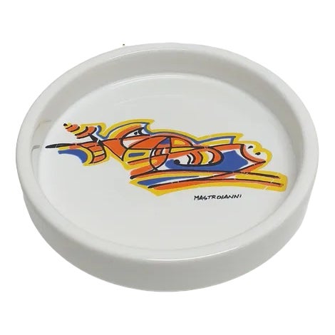 Ceramic Saucer with Umberto Mastroianni Painting, 1970s For Sale