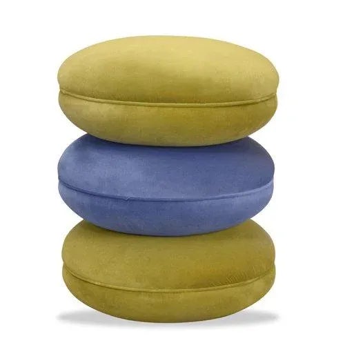 Mid-Century Modern Mildred Stacked Macaroon Pouf For Sale - Image 3 of 4