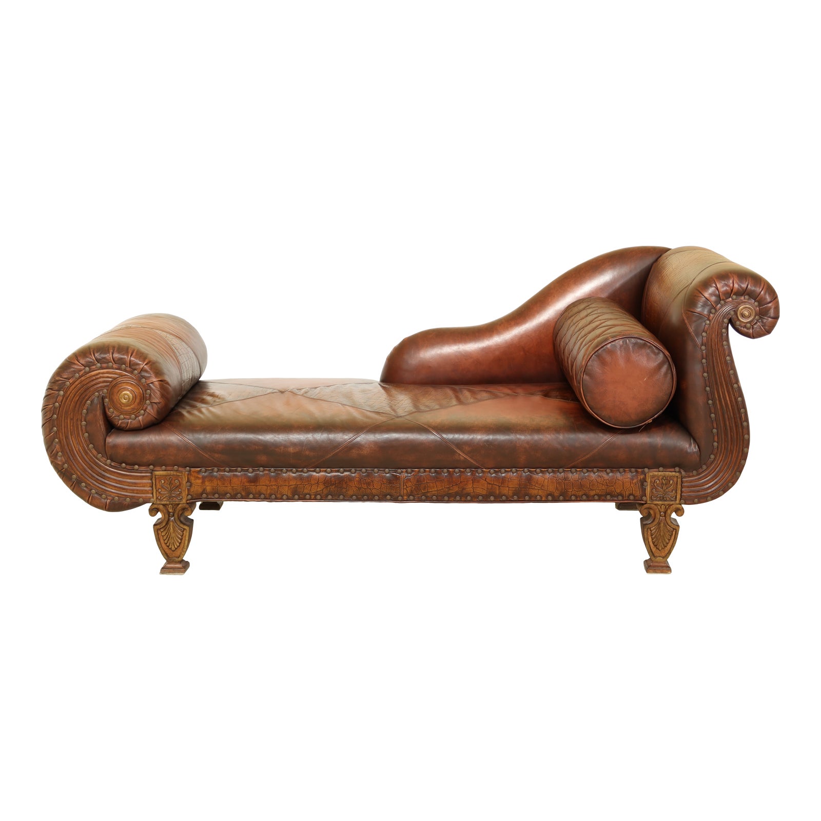 Councill Craftsmen High Quality Gator Print Textured Leather Chaise Lounge Chairish