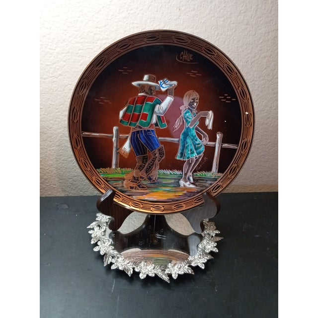 1970s Gorgeous Signed Sascha Brastoff Enamel on Copper Plate For Sale - Image 5 of 6