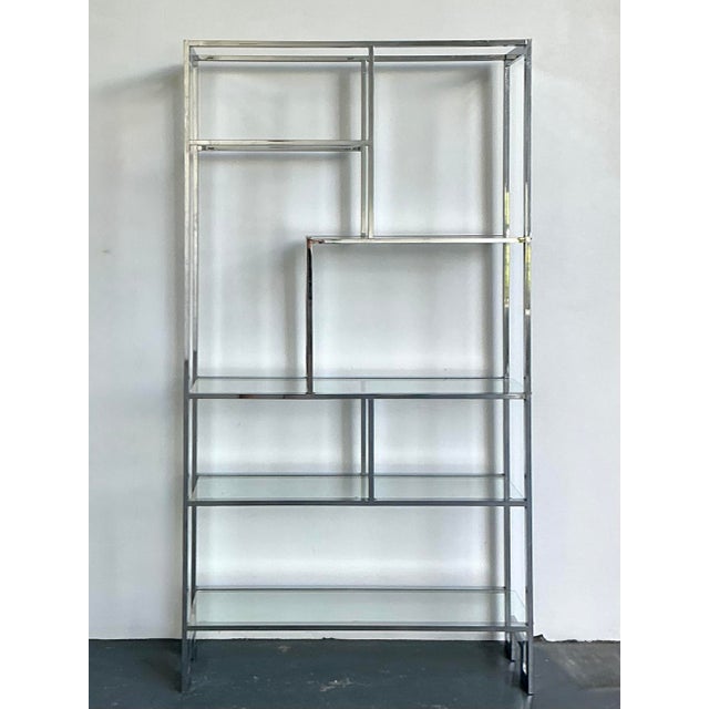 Mid-Century Modern Vintage Polished Chrome Etagere After Milo Baughman For Sale - Image 3 of 12