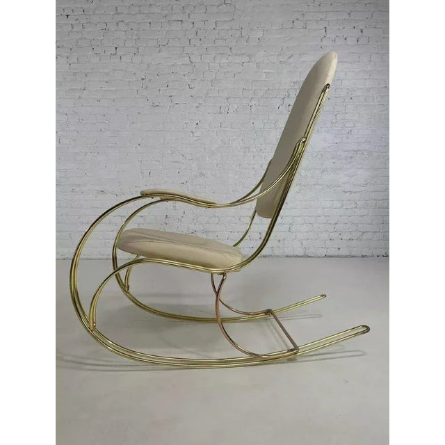 Rocking Chair in Brass and Imitation Leather, 1950s For Sale - Image 10 of 13