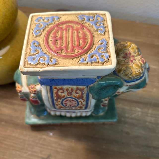 1970s Salesman Sample of a Ceramic Elephant Garden Seat For Sale - Image 4 of 12