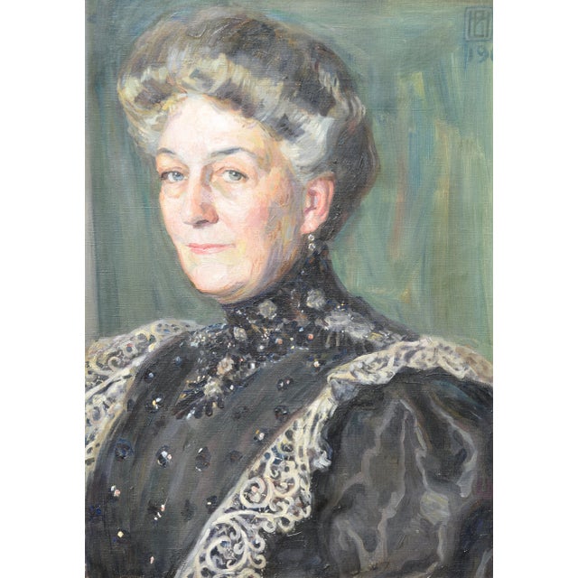 Henriette Hahn-Brinckmann, Portrait of an Elderly Woman (Widow), 1908, Oil Painting on Canvas, Framed For Sale - Image 6 of 17