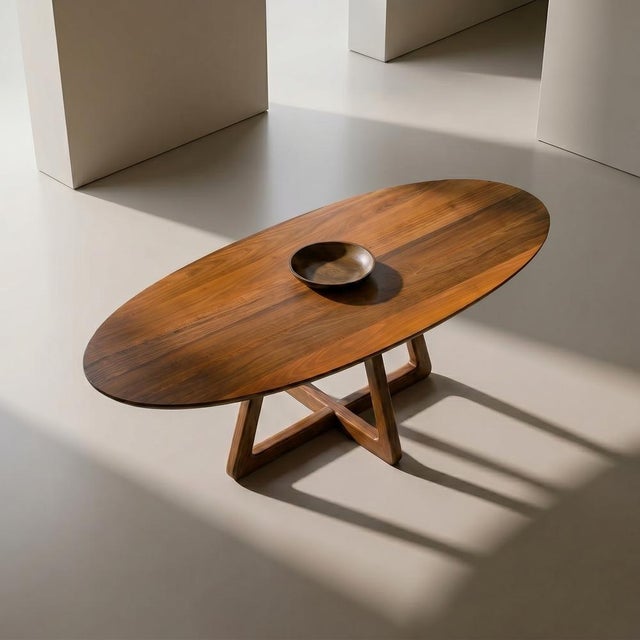 Brown Axis Wood Dining Table by Greyge For Sale - Image 8 of 11