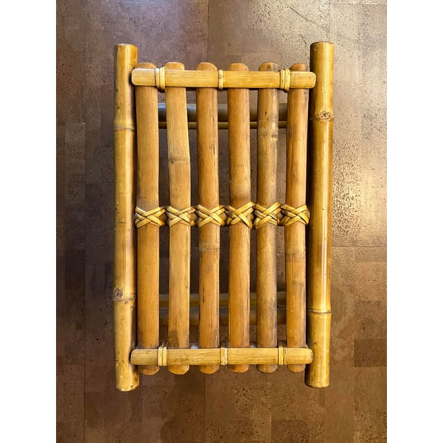 1950s Pair of Japanese Take-Zaiku Bamboo "Curule" Benches For Sale - Image 4 of 10