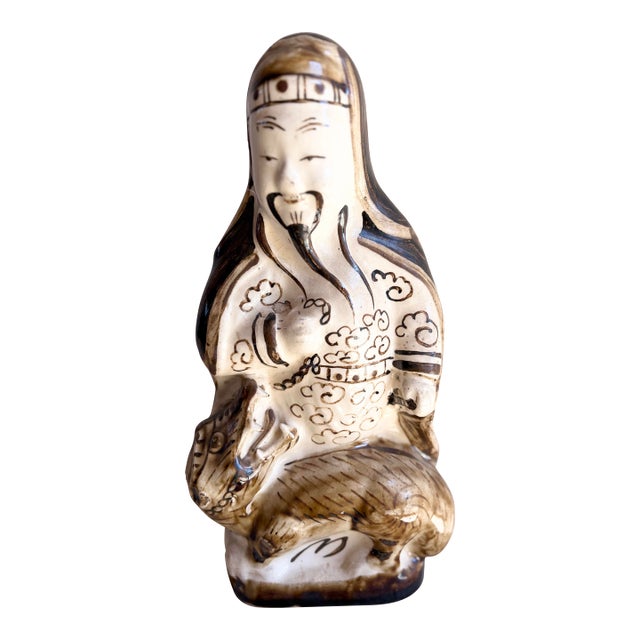 Antique Chinese Zhao Gongming God of Wealth Fortune Ming Cizhou Tz’uchou Pottery For Sale