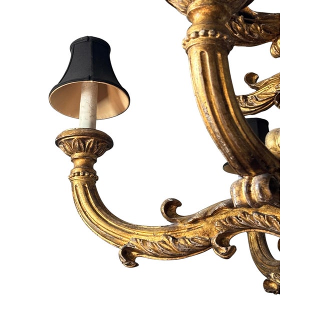 Early 20th Century Early 20th Century Monumental Italian Carved Giltwood Chandelier For Sale - Image 5 of 8