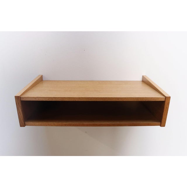 Petite Danish Modern Floating Shelf / End Table / Nightstand in Oak For Sale - Image 4 of 8