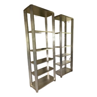 Pair of Brentwood Bookcases in a Warm Gilt Finish Styled After Nancy Corzine For Sale