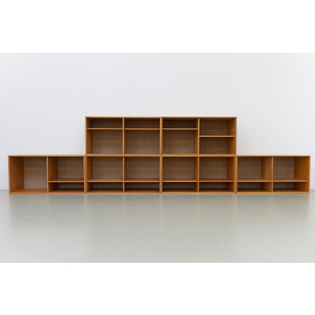 Danish Modern Modular Oak and Hessian Bookcase from HG, 1970s, Set of 6 For Sale - Image 12 of 18