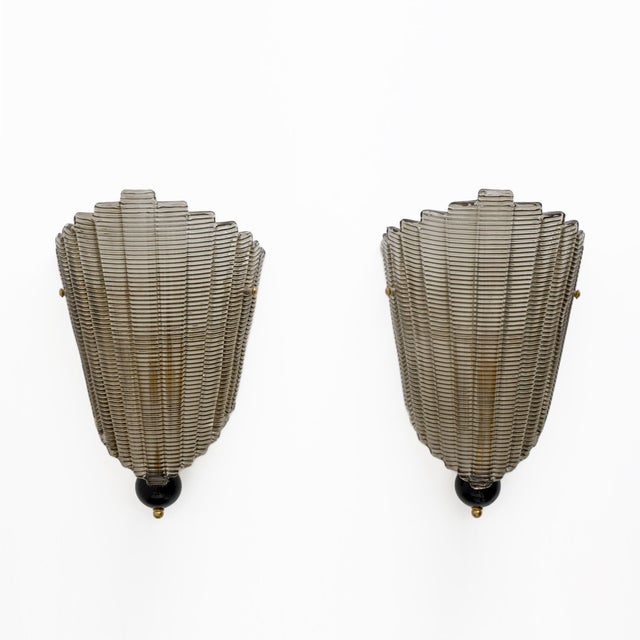 Italian Modern Murano Glass Textured Wall Sconces, 2000, Set of 2 For Sale - Image 10 of 10