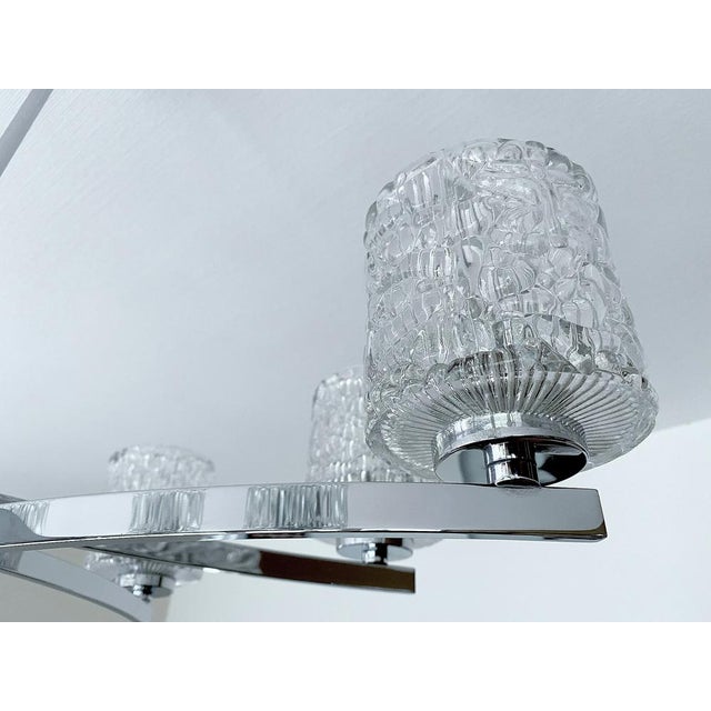 Large Vintage Glass and Chrome Chandelier, 1970s For Sale - Image 11 of 18