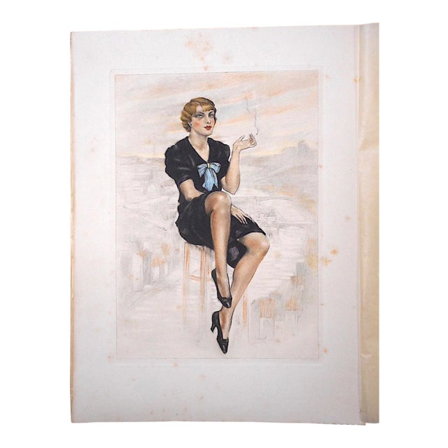 Vintage Ltd. Edition Hand Colored Etching-Listed French Artist-Edouard Chimot-1936 For Sale