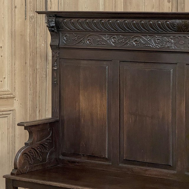 19th Century English Renaissance Revival Oak Hall Bench For Sale - Image 12 of 17