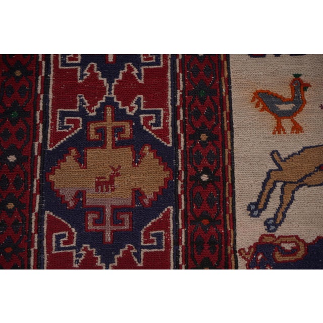 Vintage Animal Pattern Soumac Kilim Rug 3'5'' X 4'7'' For Sale - Image 6 of 10