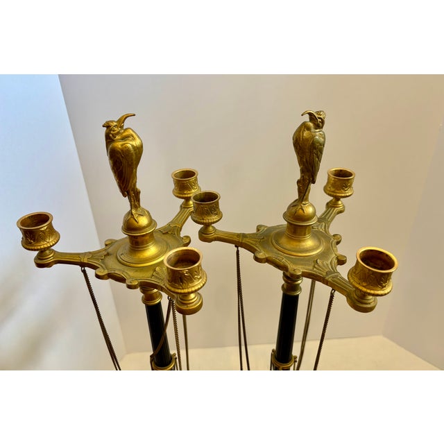 Late 19th Century Pair of 19th Century Empire Candelabras With Bird Finials For Sale - Image 5 of 12
