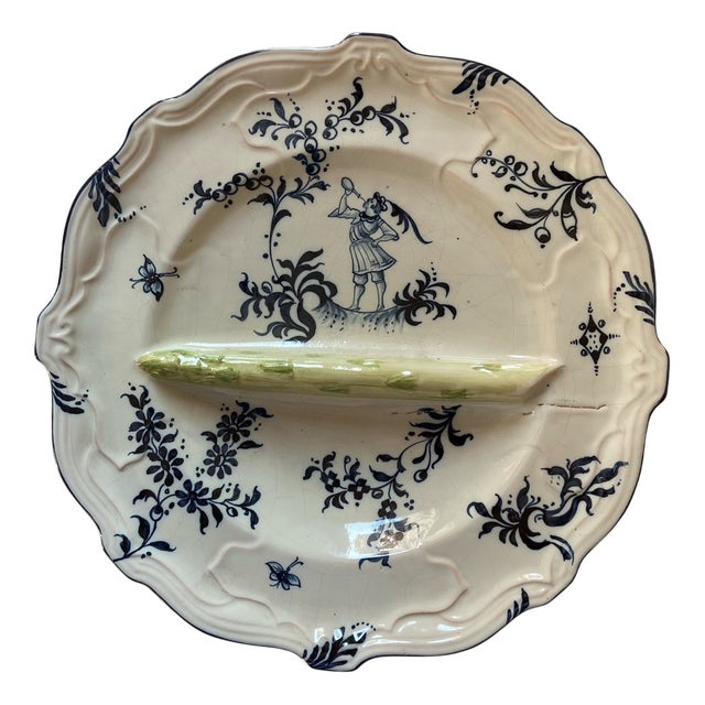Majolica Asparagus Plate by Emile Gallé For Sale