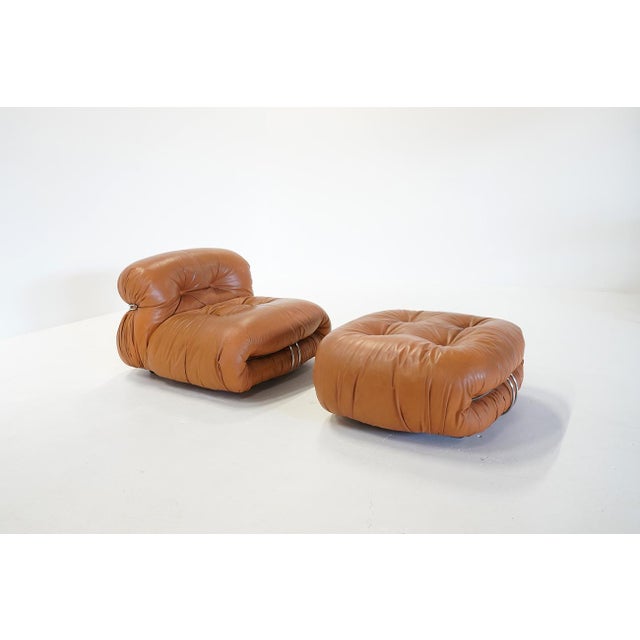 1970s Set of Early Soriana Lounge Chair and Ottoman by Tobia Scarpa for Cassina, Italy, 1970s For Sale - Image 5 of 10