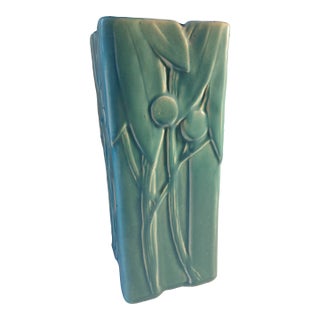 1950s McCoy Pottery Vase, Aqua/Teal, Poppy For Sale
