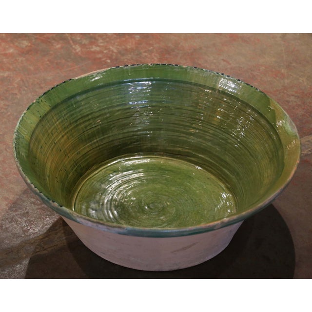 French 19th Century French Green Glazed Terracotta "Tian" Bowl From Provence For Sale - Image 3 of 6