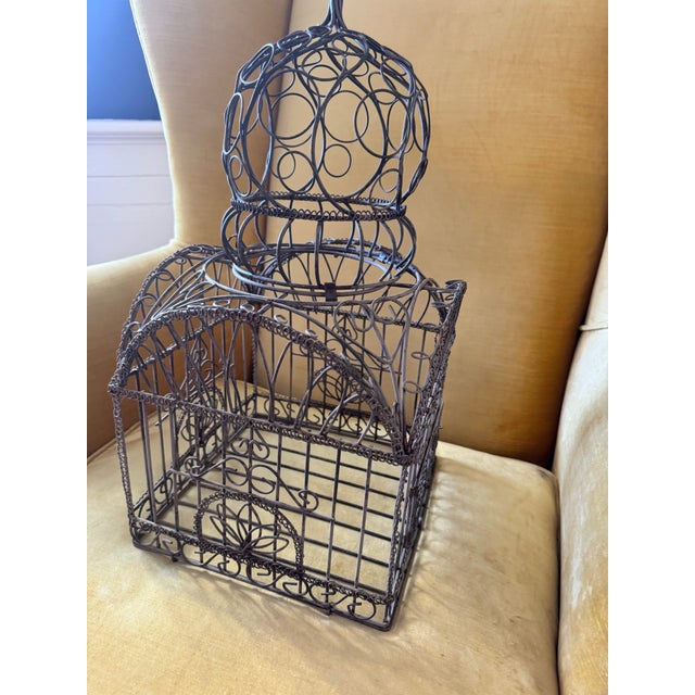 Copper Ornate Vintage Metal Birdcage For Sale - Image 8 of 8