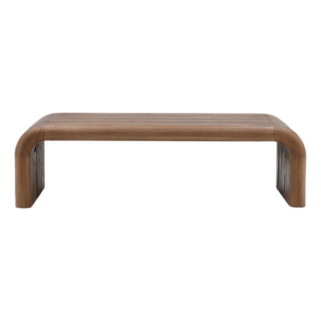 Organic Modern Rounded Waterfall Wood Coffee Table For Sale