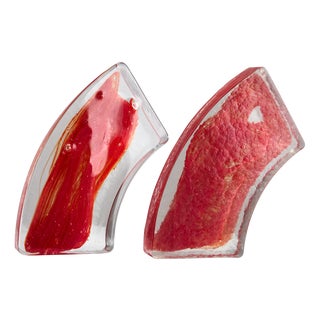 Red Cenedese Murano 70 Bookends, Set of 2 For Sale