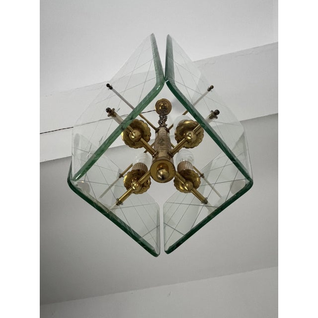 Mid-Century Modern Murano Glass and Brass Pendant from Fontana Arte, 1940s For Sale - Image 9 of 11