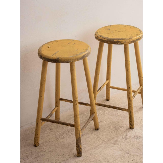 1950s Vintage Beech Stools, 1950s, Set of 2 For Sale - Image 5 of 6