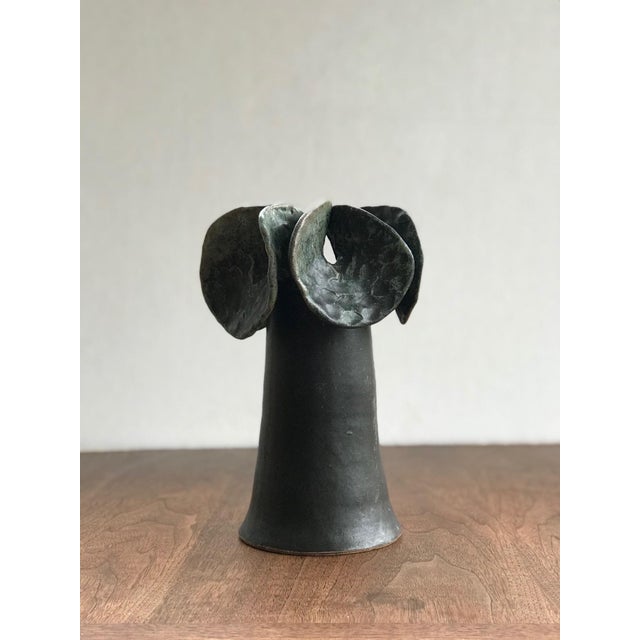 Modernist Black Ikebana Flower Ceramic Vase Chairish