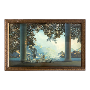 Vintage Maxfield Parrish “Daybreak” Large Lithographic Print, 30″ × 18″, Period Frame Accurate