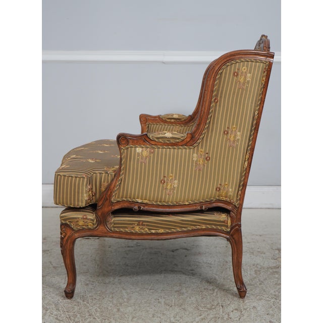 French Austoria French Louis XV Wide Seat Bergere Chair W. Ottoman For Sale - Image 3 of 18