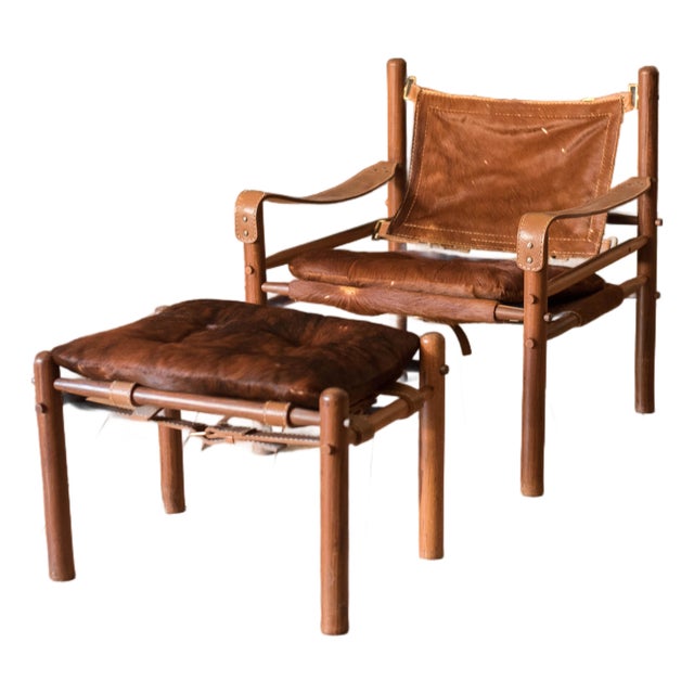 Mid Century Rosewood Sirocco Safari Lounge Chair and Ottoman by Arne Norell For Sale