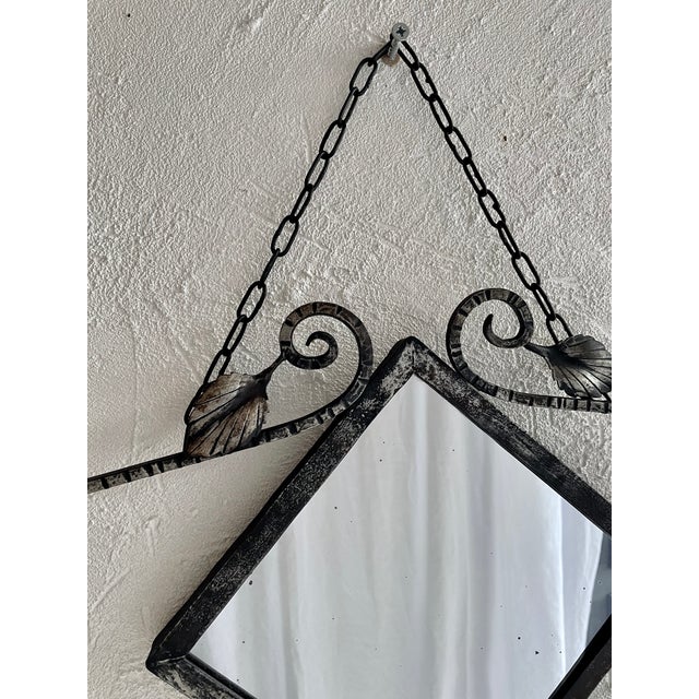 French Art Deco Mirror in Wrought Iron, 1930s For Sale - Image 3 of 8