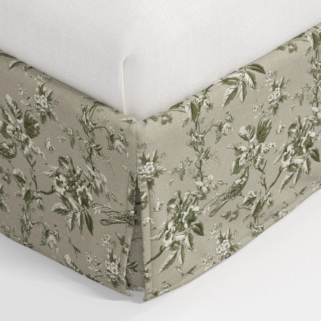 Cloth & Company Stoffer Home x Cloth & Company Maura Slipcover Bed in Michigan Bird Toile Olive - California King For Sale - Image 4 of 5