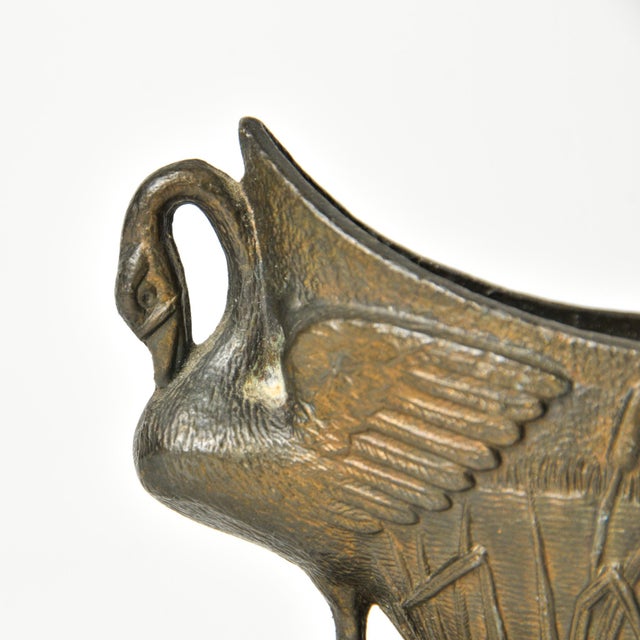 Antique Bronze Swan Ashtray Small Boat Shaped Dish For Sale - Image 10 of 10