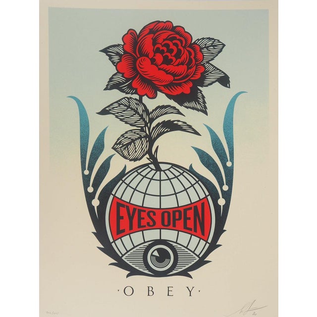 Shepard fairey aka obey giant (1970) eyes open original color screen print signed and dated 2020 in pencil on vellum 46 x...