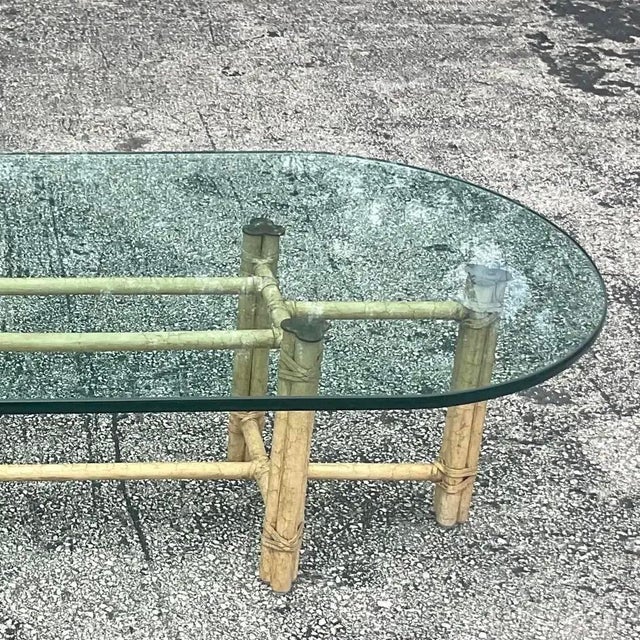Late 20th Century Vintage Coastal Signed McGuire Coffee Table For Sale - Image 9 of 15