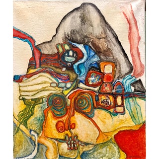 Jichak Pressburger, French Jewish Post Holocaust Abstract Painting Manner of Hundertwasser Art Brut, 1967 For Sale