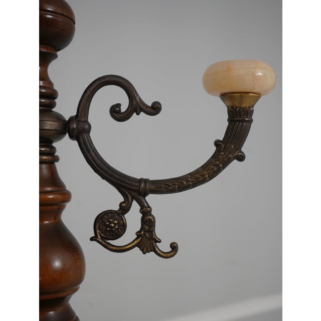 Victorian Style Barley Twist Brass & Marble Coat Rack For Sale In Philadelphia - Image 6 of 13