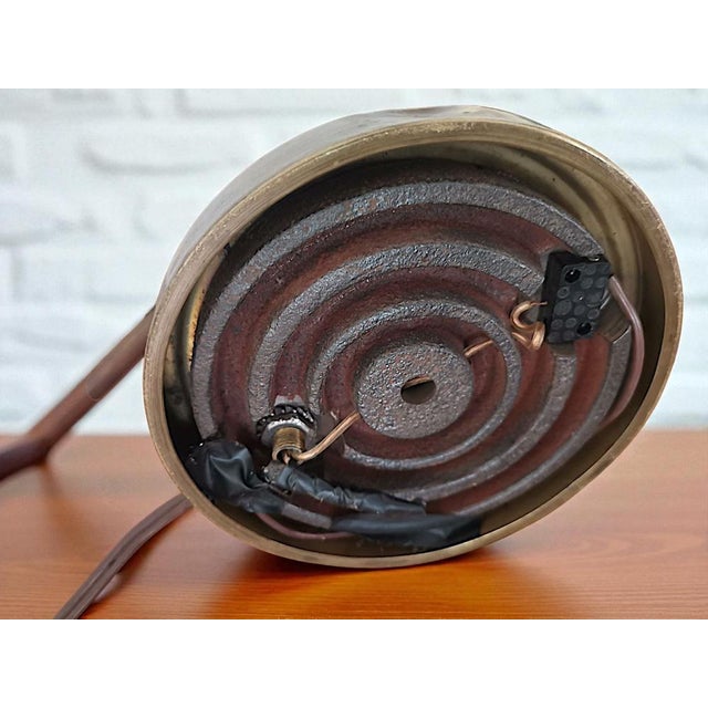 Brown Mid-Century Modern Brown Wood & Green Metal Desk Table Lamp, 1950s For Sale - Image 8 of 11