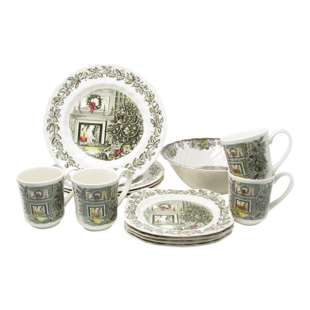 Vintage Johnson Brothers Merry Christmas Tree Holiday Dinnerware Set 13 Pieces Chairish