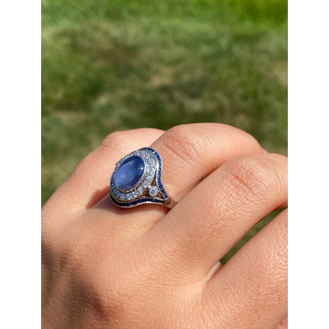 The Lathrop: Star Sapphire and Diamond Ring in Platinum For Sale - Image 11 of 11