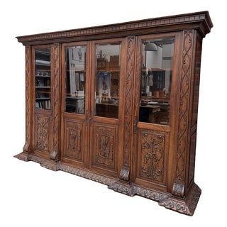 Large Oak Pharmacy Display Case For Sale