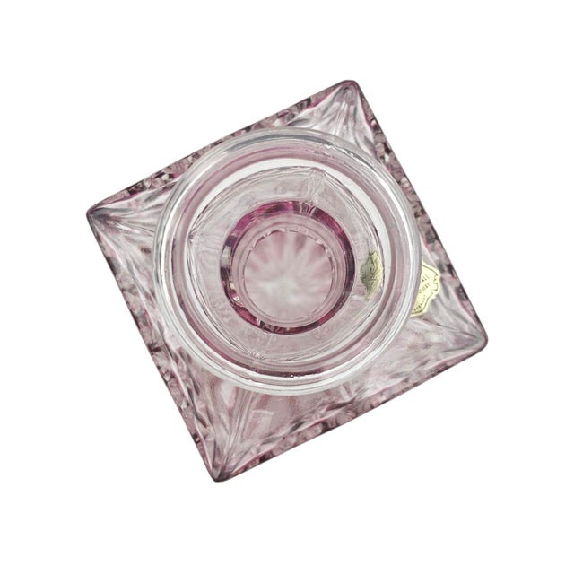 West German a & H Cranberry Cut-to-Clear Lead Crystal Whiskey Decanter 9" For Sale - Image 10 of 15