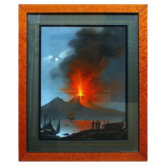 Eruption of Vesuvium - Original Gouache by C. De Vito - 1839 1839 For Sale