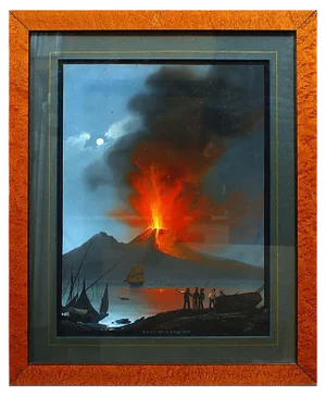 Eruption of Vesuvium - Original Gouache by C. De Vito - 1839 1839